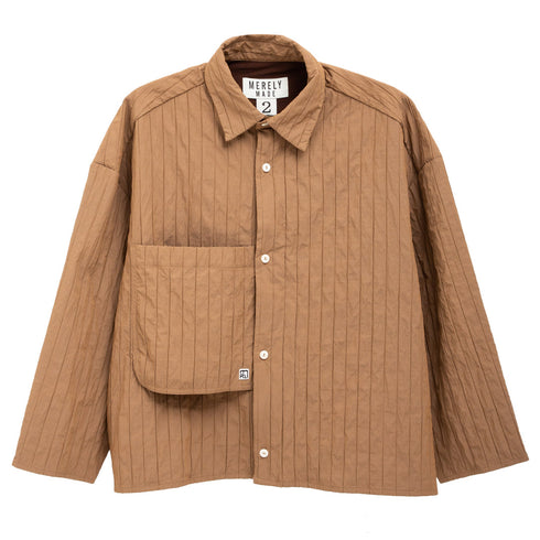 Merely Made Merely Quilted Cropped Shirt Sage Brown 24231SH Degli Uberti